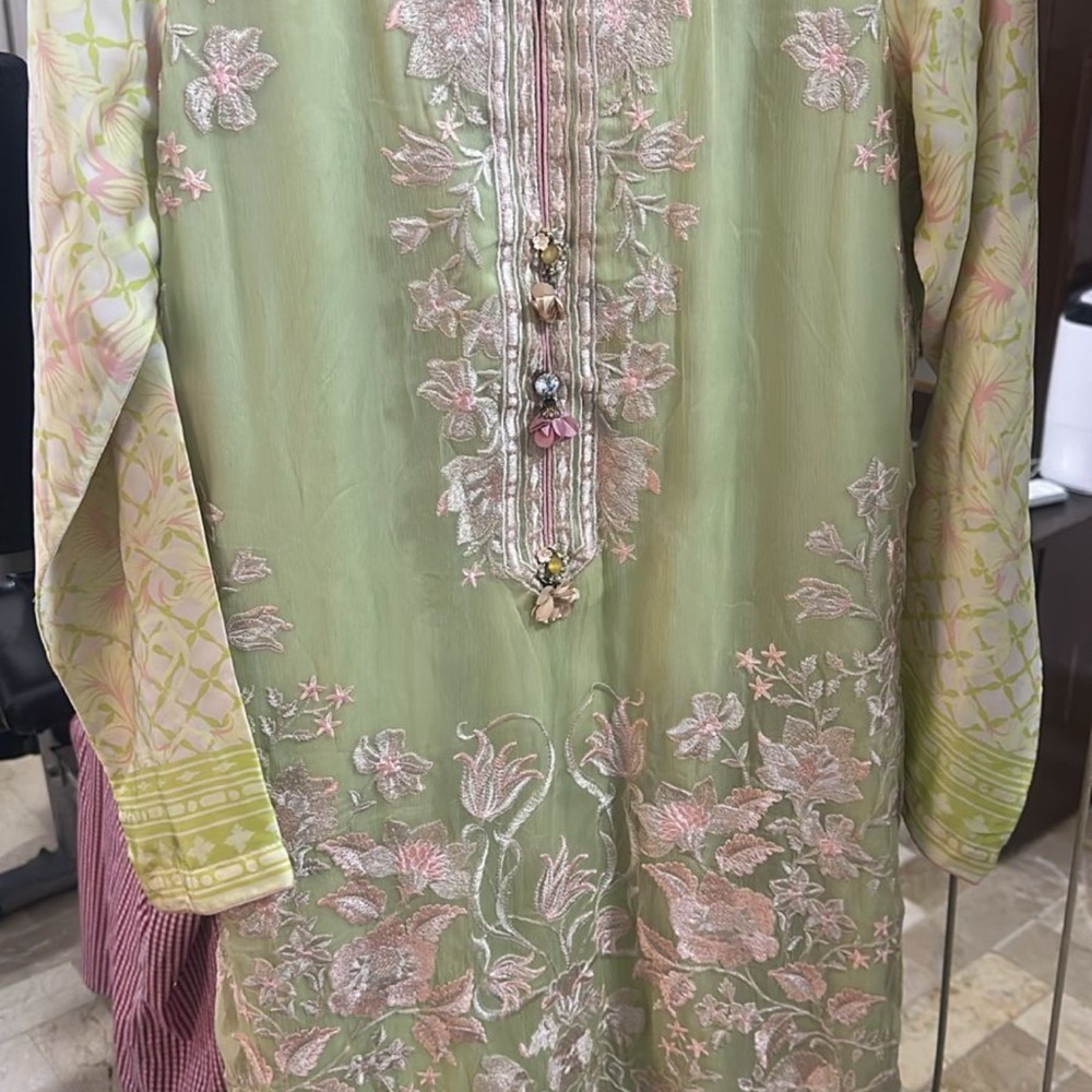 Embroidered Floral Green dress